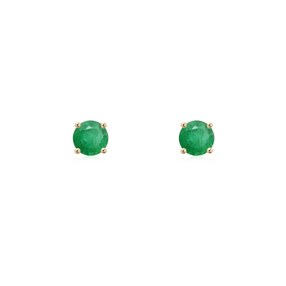 3mm A Round Emerald Stud Earrings in 10K Yellow Gold 