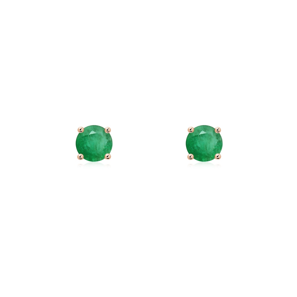 3mm A Round Emerald Stud Earrings in Rose Gold