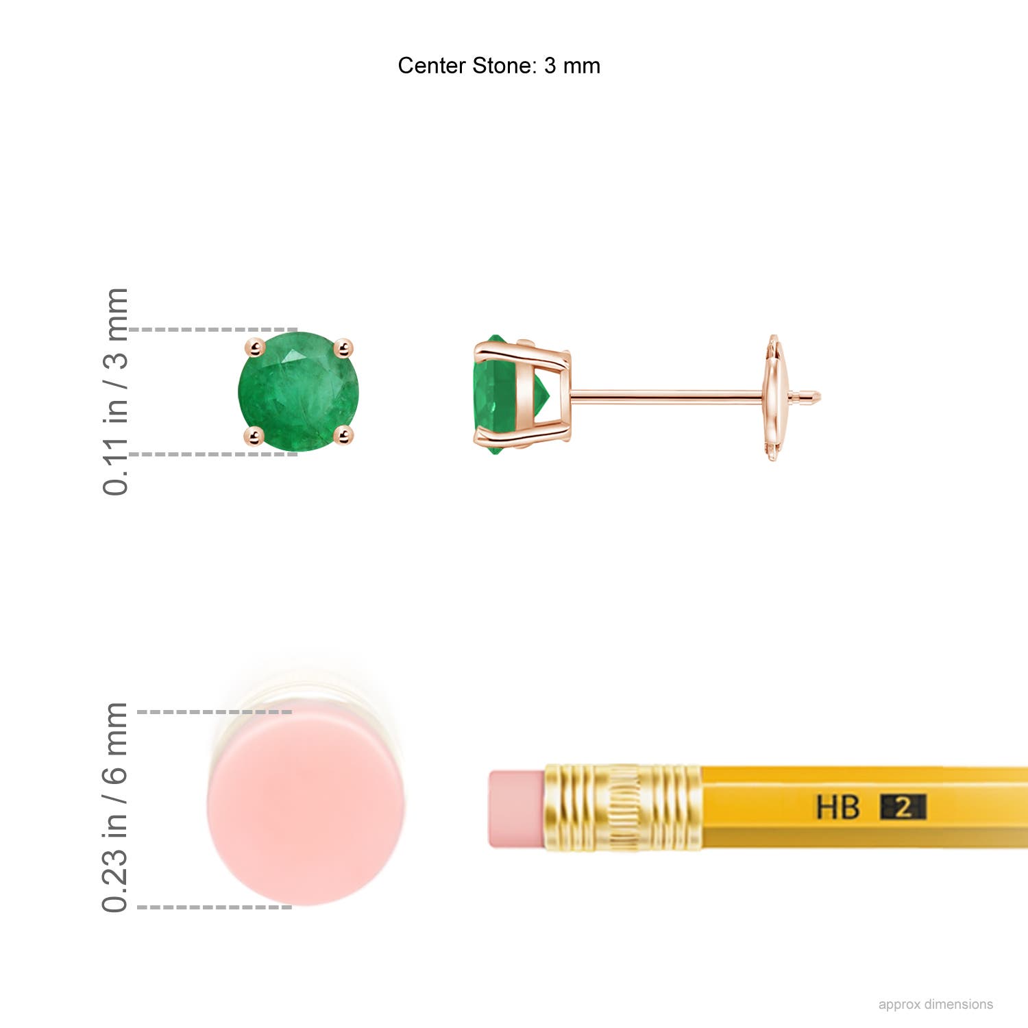 A - Emerald / 0.2 CT / 14 KT Rose Gold