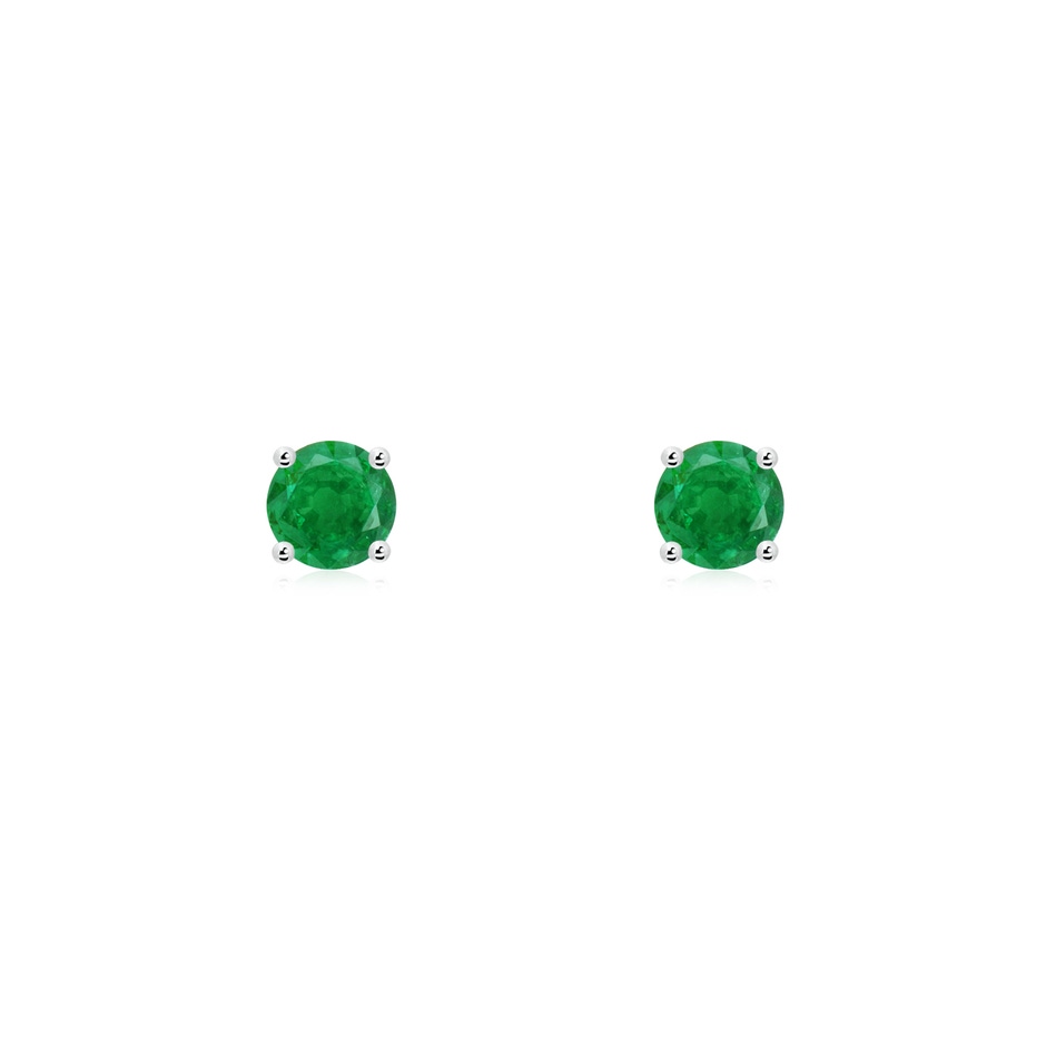 3mm AA Round Emerald Stud Earrings in 10K White Gold 