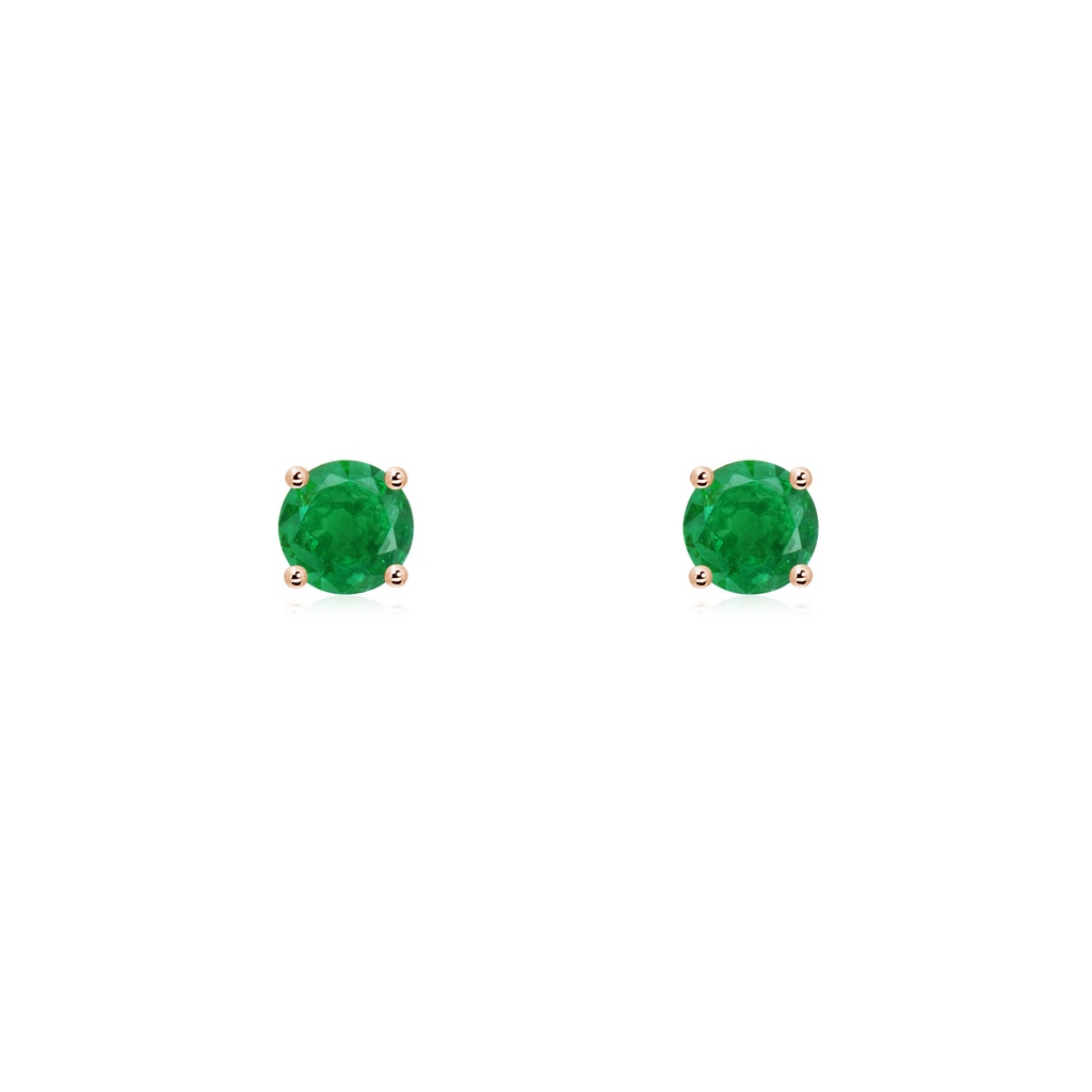 3mm AA Round Emerald Stud Earrings in Rose Gold