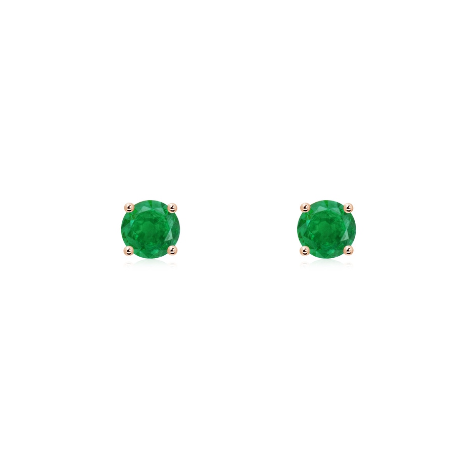 3mm AA Round Emerald Stud Earrings in Rose Gold 
