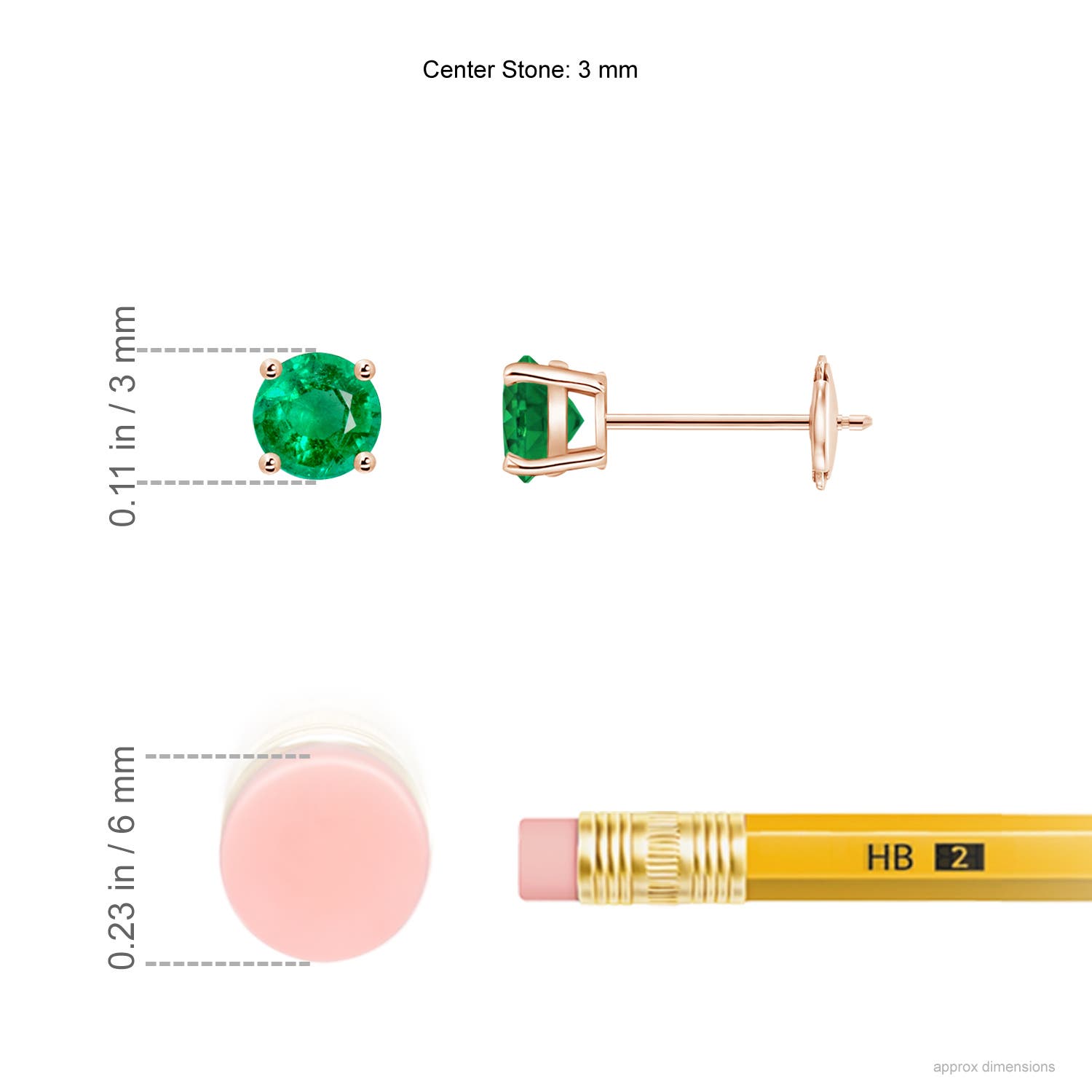 AAA - Emerald / 0.2 CT / 14 KT Rose Gold