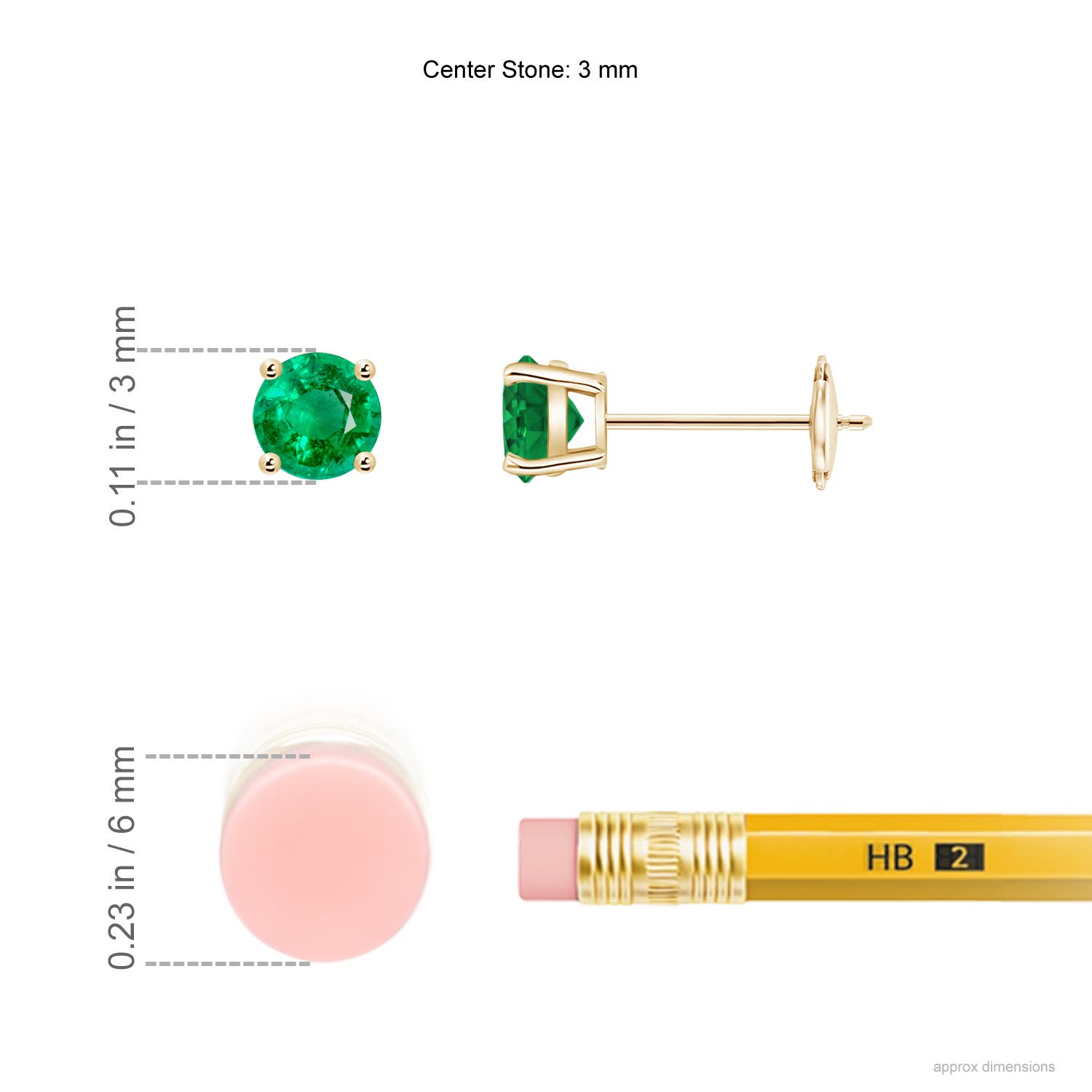 AAA - Emerald / 0.2 CT / 14 KT Yellow Gold