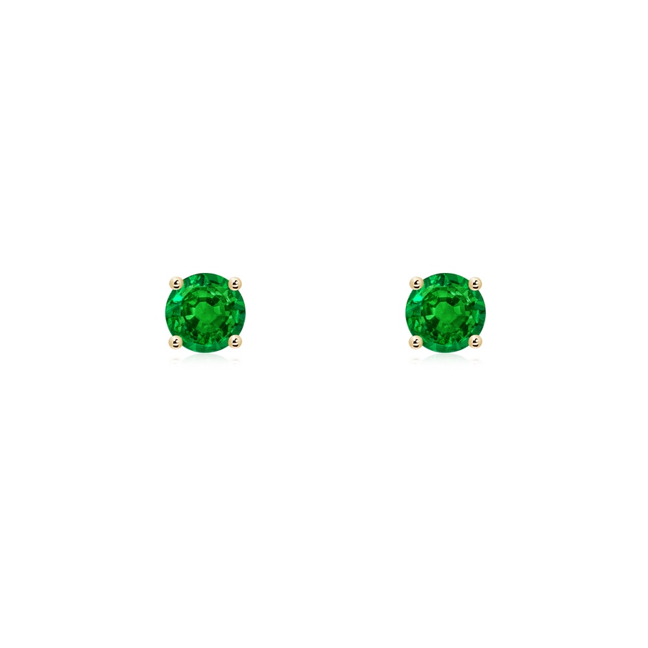 3mm AAAA Round Emerald Stud Earrings in 18K Yellow Gold 