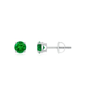 3mm AAAA Round Emerald Stud Earrings in P950 Platinum
