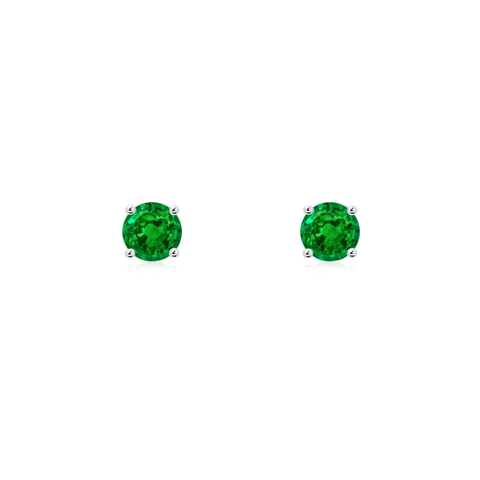 3mm AAAA Round Emerald Stud Earrings in White Gold 