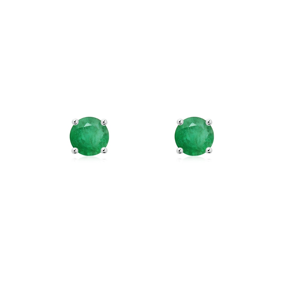 4mm A Round Emerald Stud Earrings in P950 Platinum 