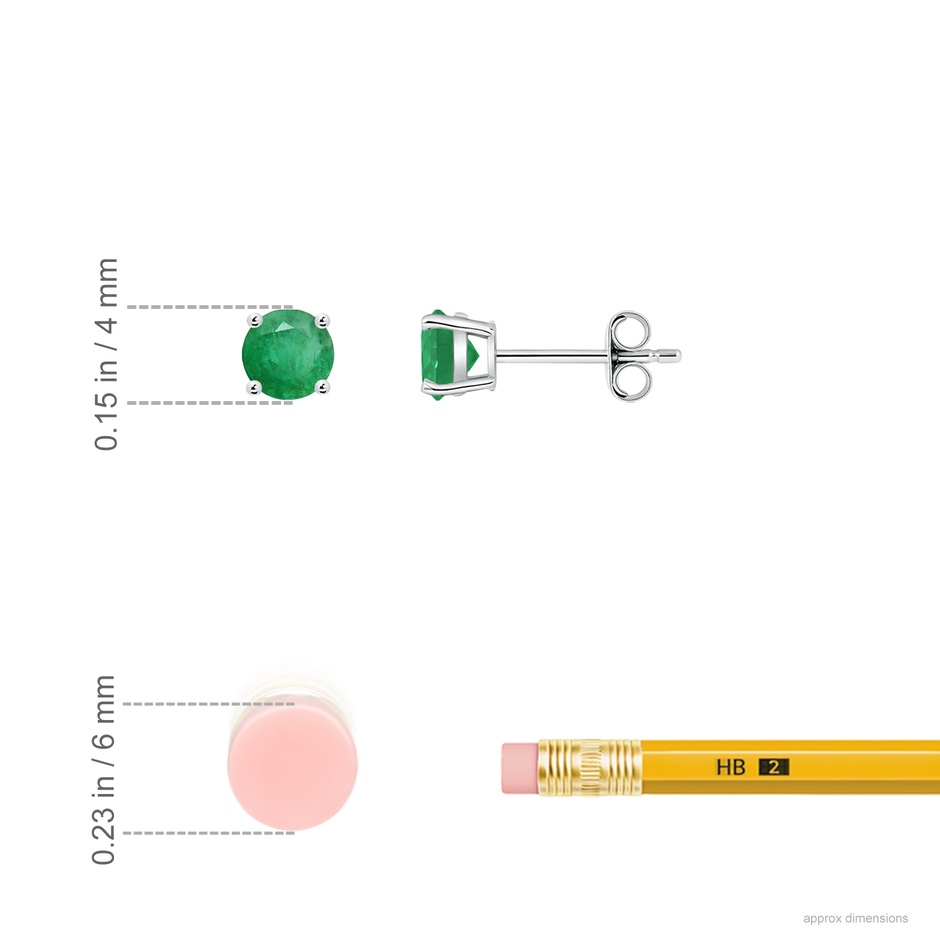 4mm A Round Emerald Stud Earrings in P950 Platinum ruler