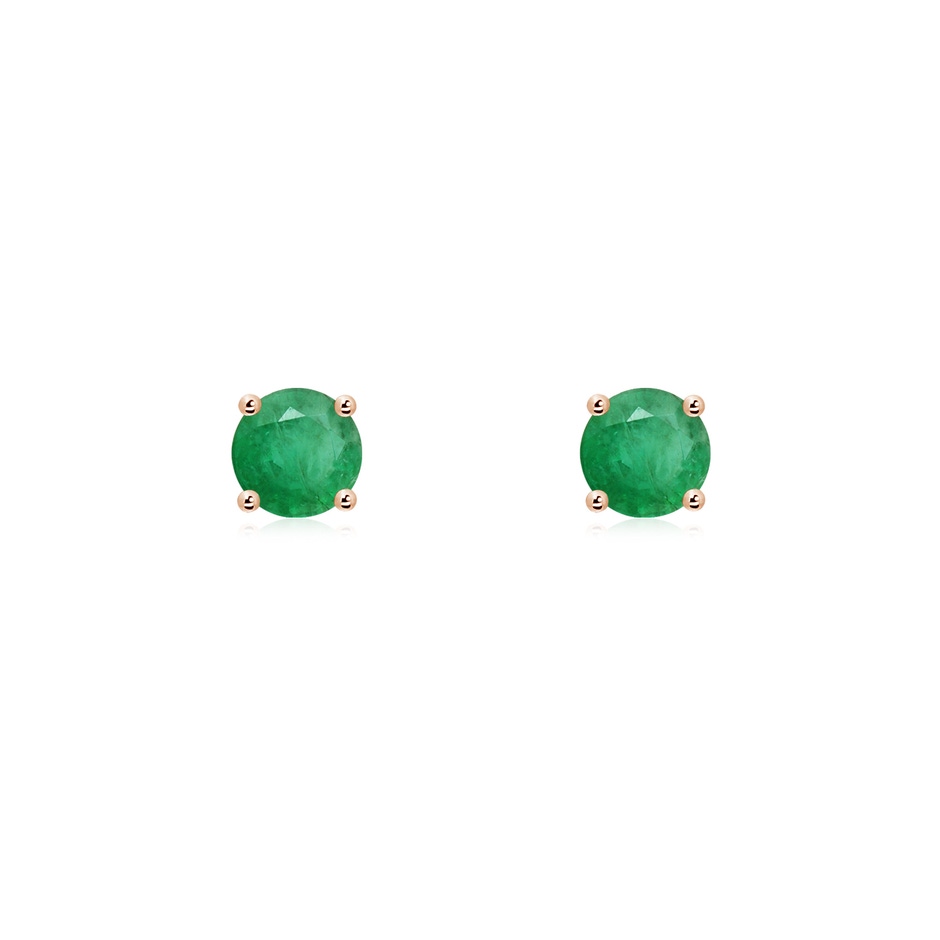 4mm A Round Emerald Stud Earrings in Rose Gold 