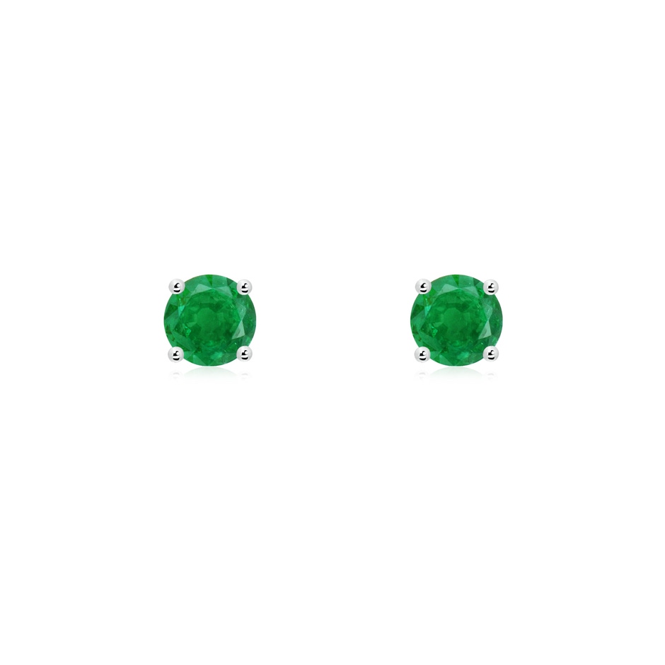 4mm AA Round Emerald Stud Earrings in P950 Platinum 