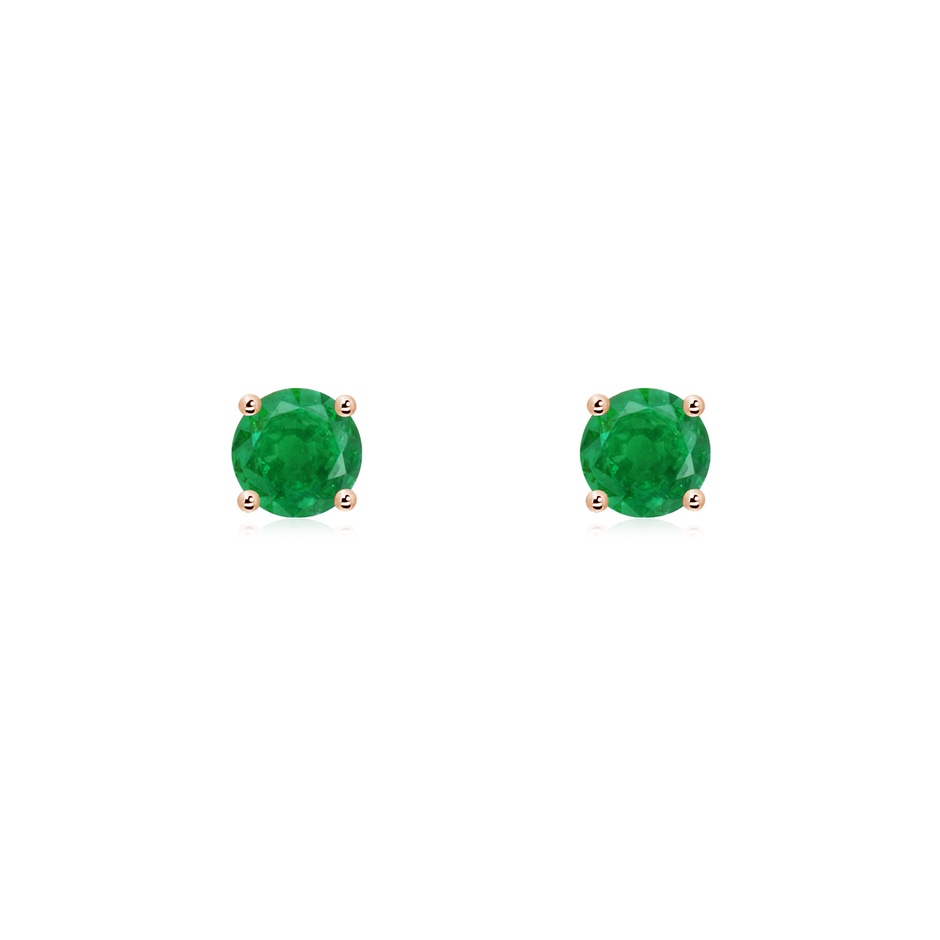 4mm AA Round Emerald Stud Earrings in Rose Gold 
