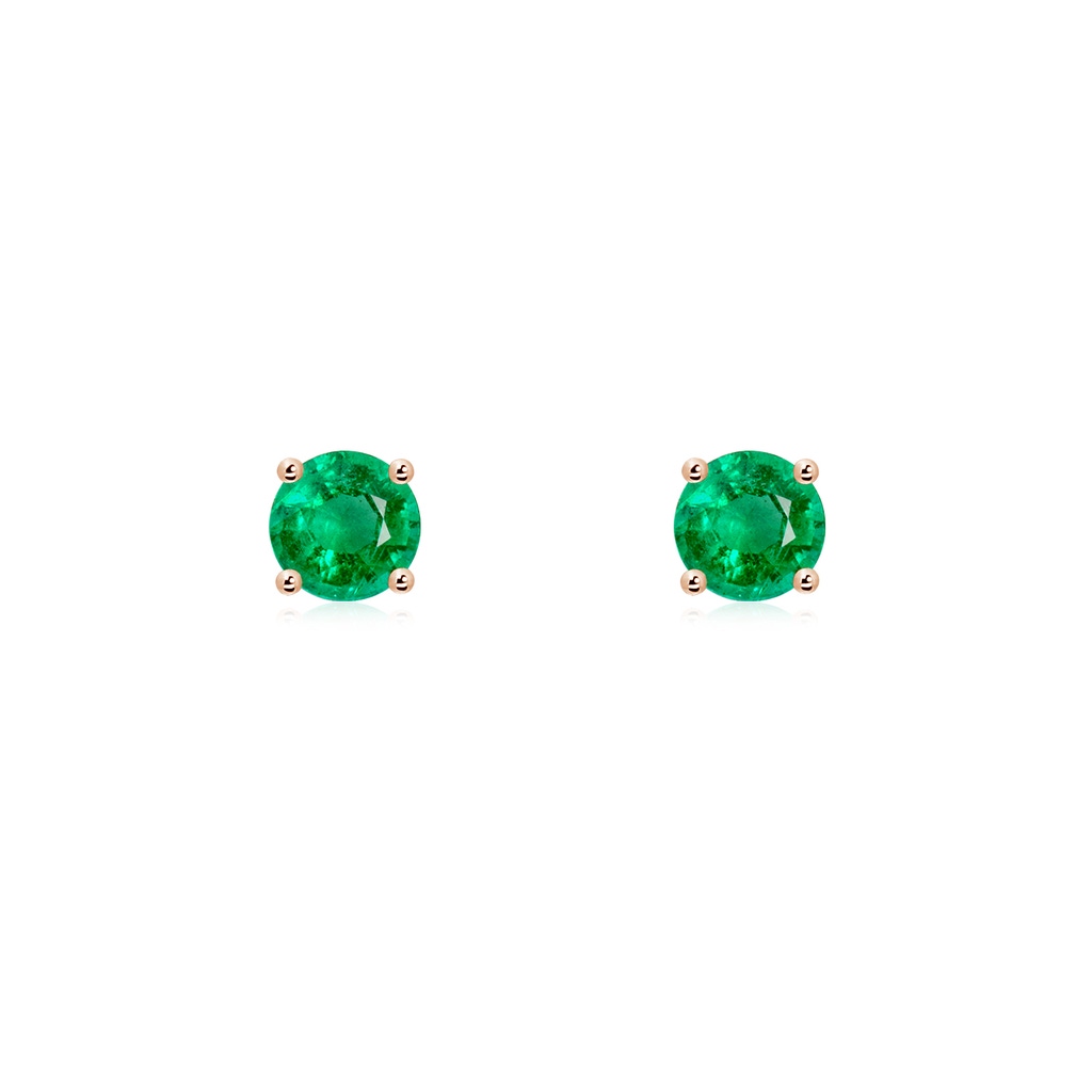 4mm AAA Round Emerald Stud Earrings in Rose Gold