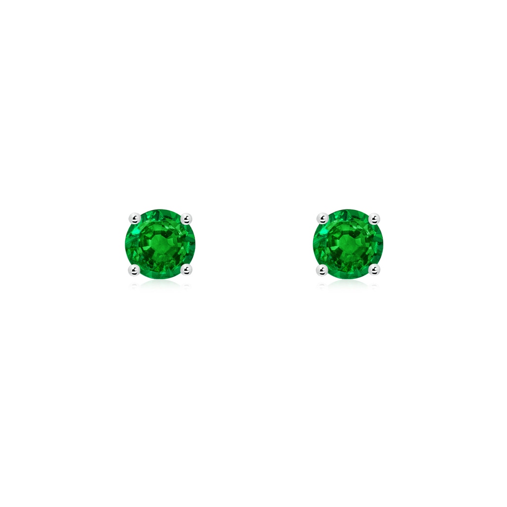 4mm AAAA Round Emerald Stud Earrings in P950 Platinum