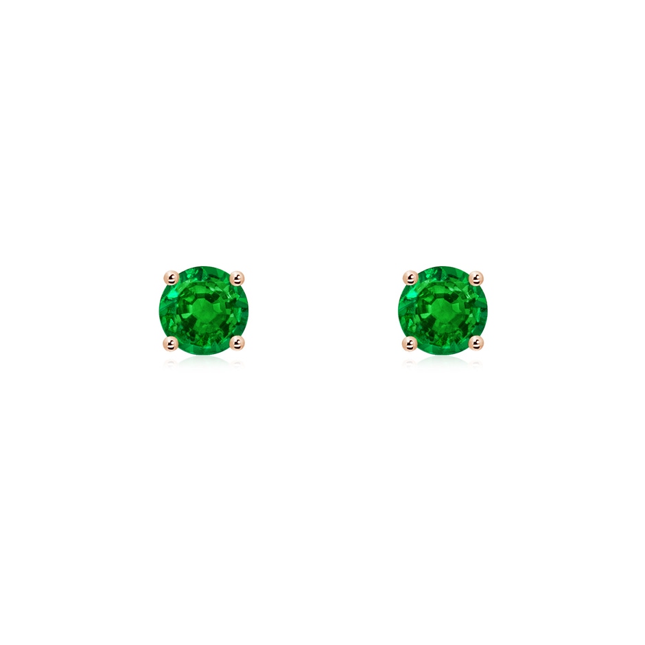 4mm AAAA Round Emerald Stud Earrings in Rose Gold 