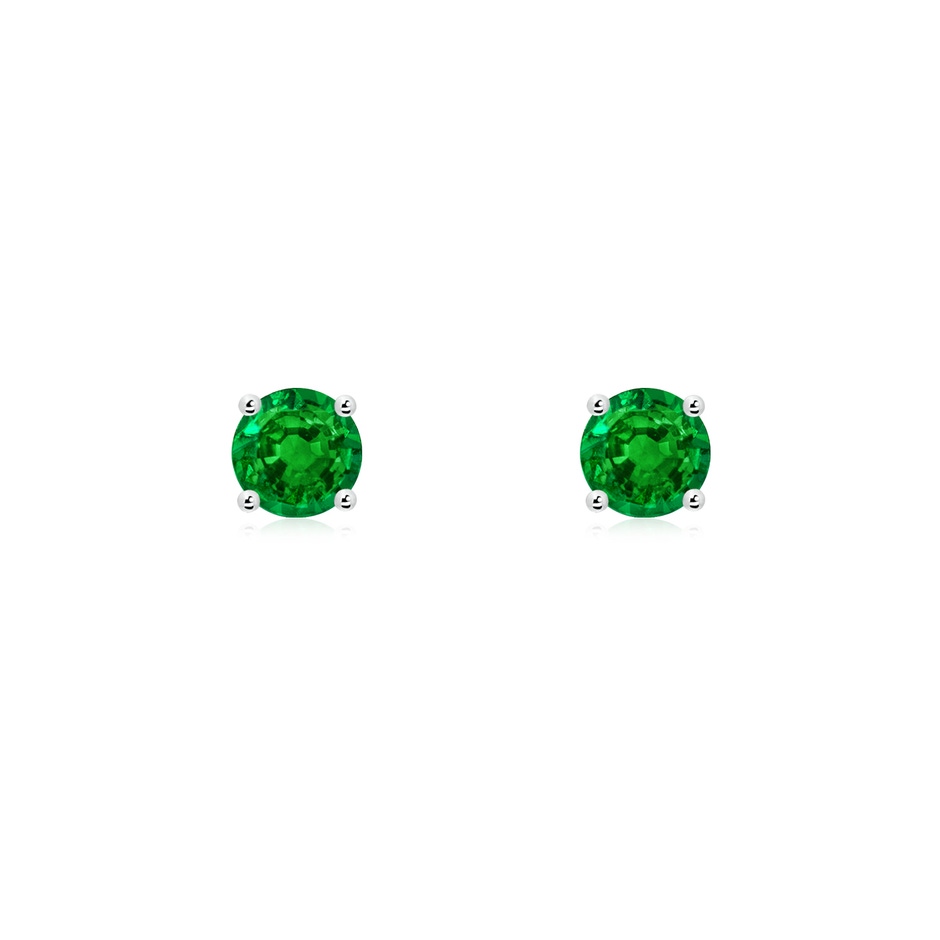 4mm AAAA Round Emerald Stud Earrings in White Gold 
