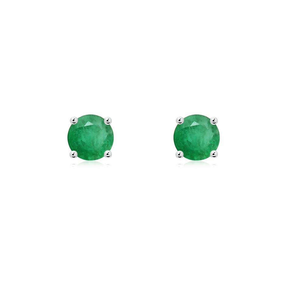 5mm A Round Emerald Stud Earrings in P950 Platinum 