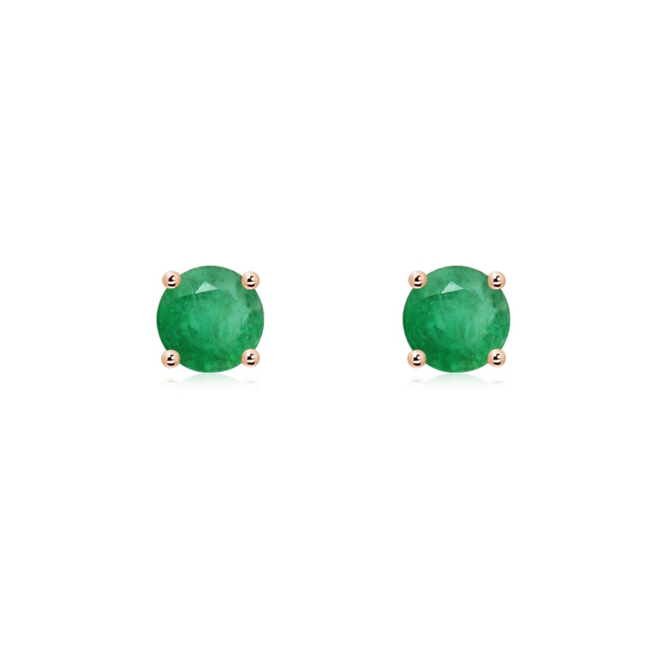5mm A Round Emerald Stud Earrings in Rose Gold 