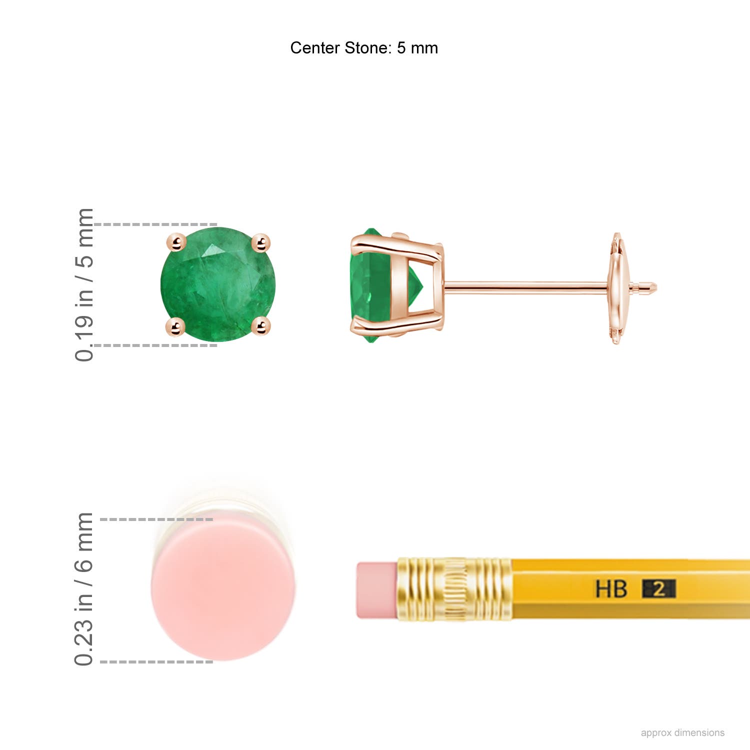 A - Emerald / 0.9 CT / 14 KT Rose Gold