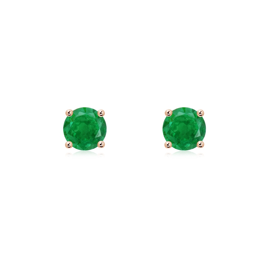 5mm AA Round Emerald Stud Earrings in Rose Gold 