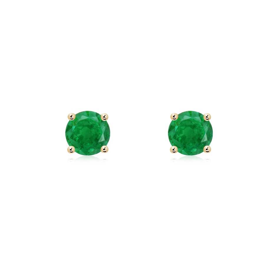 5mm AA Round Emerald Stud Earrings in Yellow Gold 