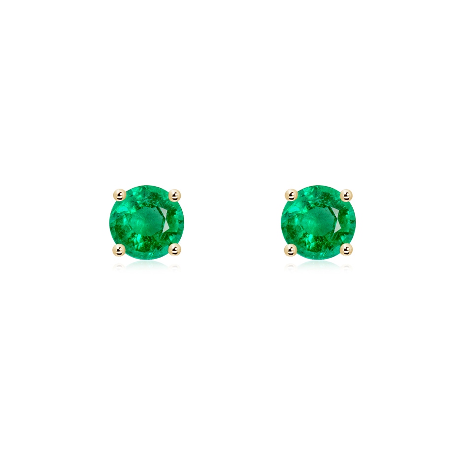 5mm AAA Round Emerald Stud Earrings in Yellow Gold 