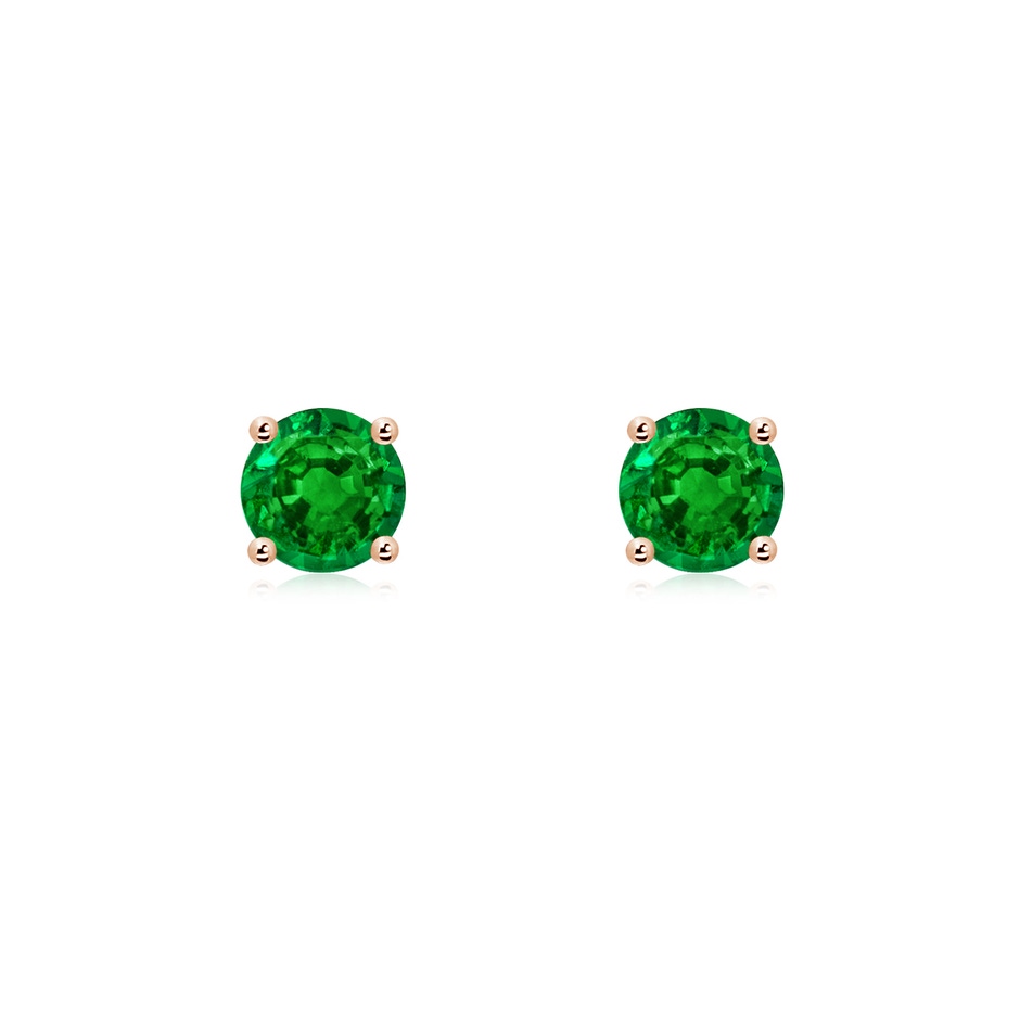 5mm AAAA Round Emerald Stud Earrings in Rose Gold 