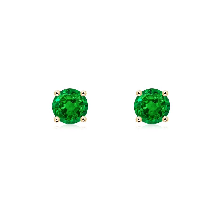 5mm AAAA Round Emerald Stud Earrings in Yellow Gold 