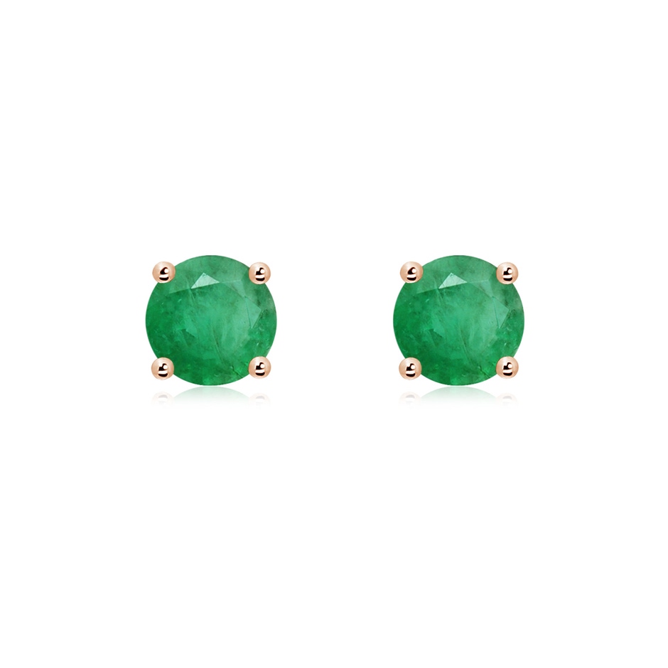 6mm A Round Emerald Stud Earrings in Rose Gold 