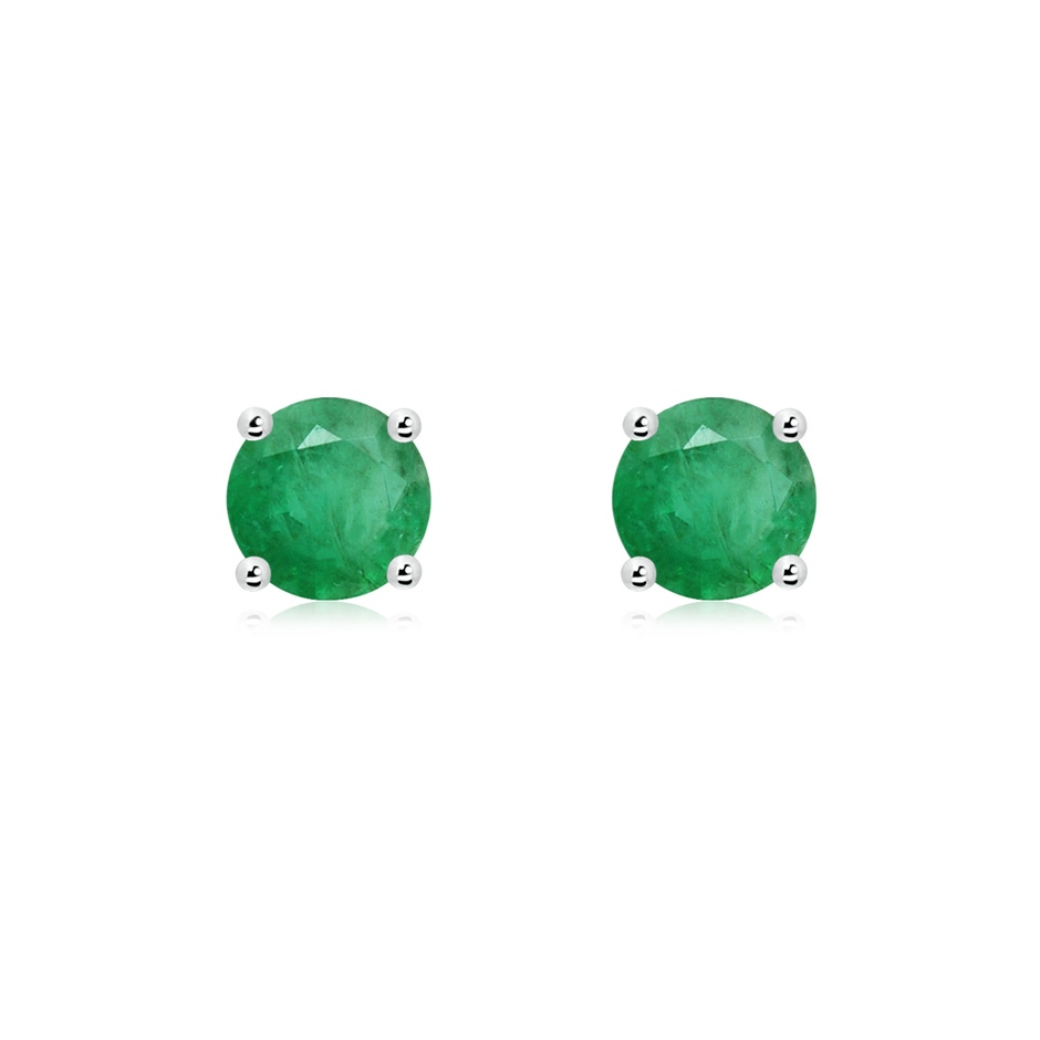 6mm A Round Emerald Stud Earrings in White Gold 