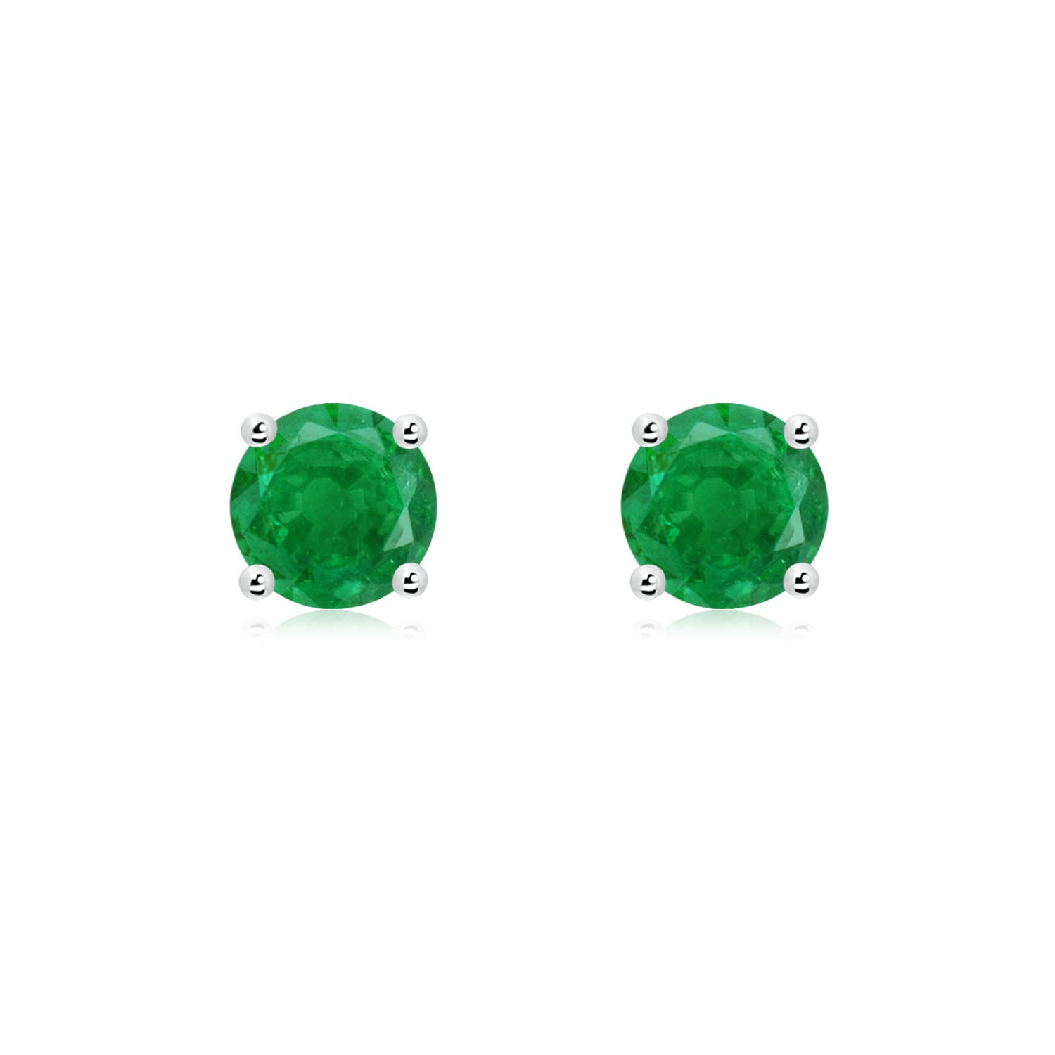 6mm AA Round Emerald Stud Earrings in P950 Platinum