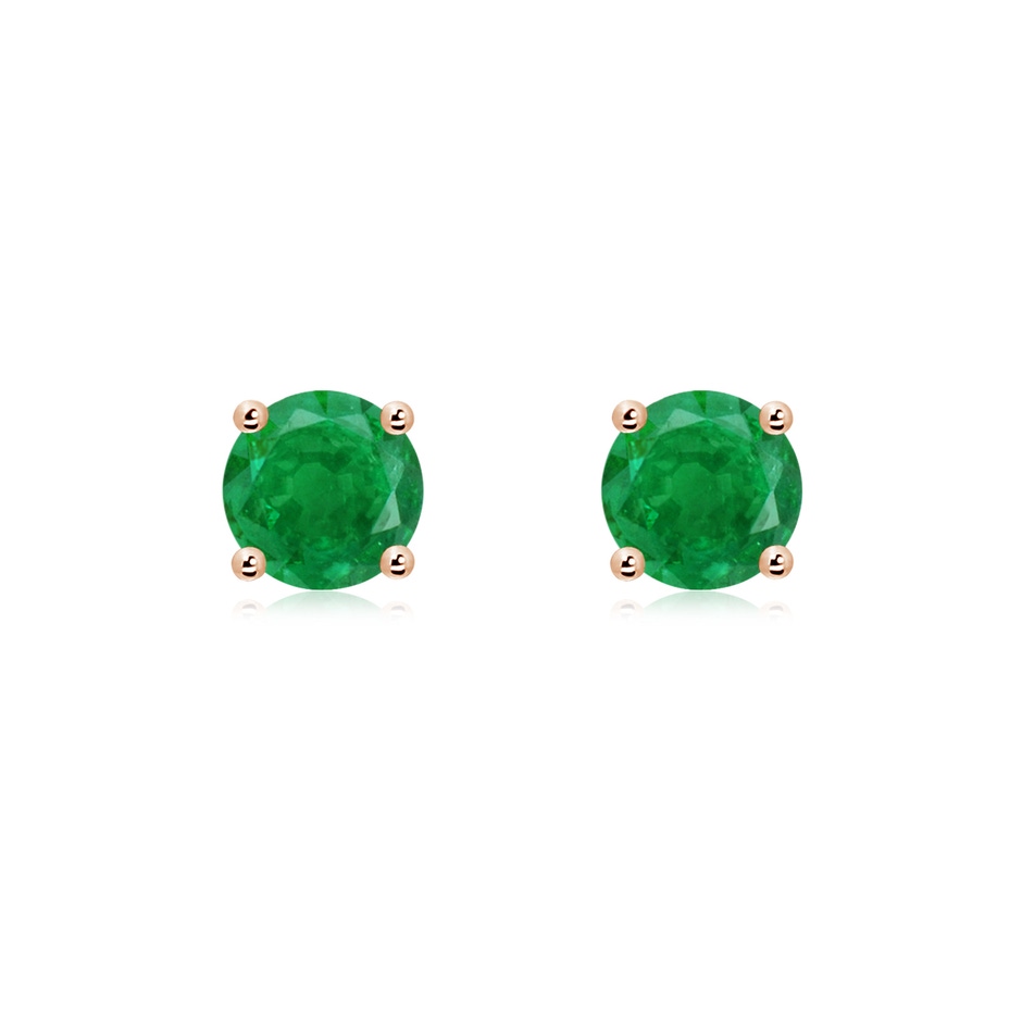 6mm AA Round Emerald Stud Earrings in Rose Gold 