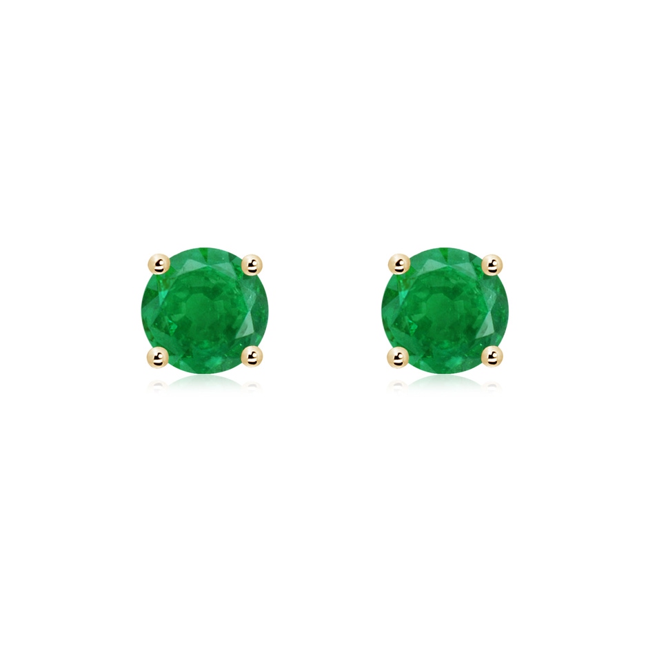 6mm AA Round Emerald Stud Earrings in Yellow Gold 