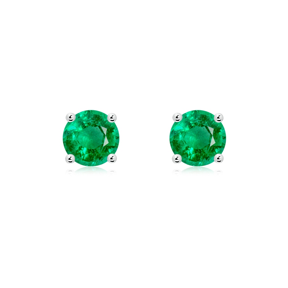 6mm AAA Round Emerald Stud Earrings in White Gold 
