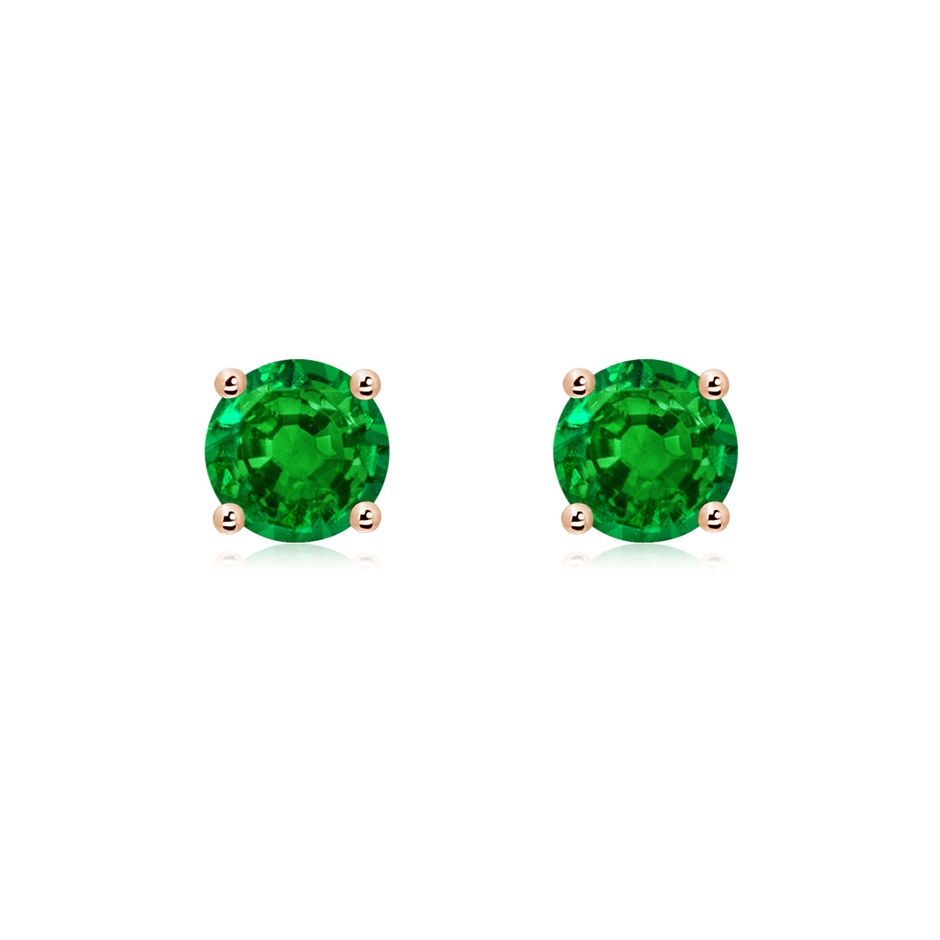 6mm AAAA Round Emerald Stud Earrings in Rose Gold 
