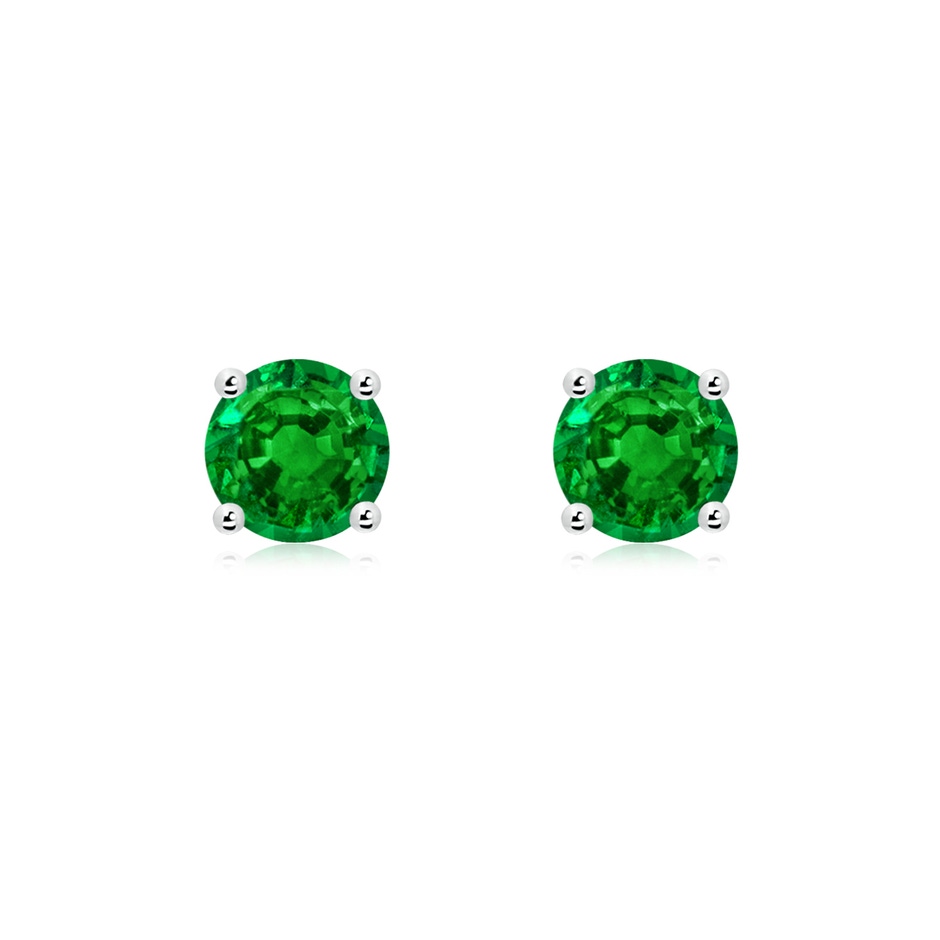 6mm AAAA Round Emerald Stud Earrings in White Gold 