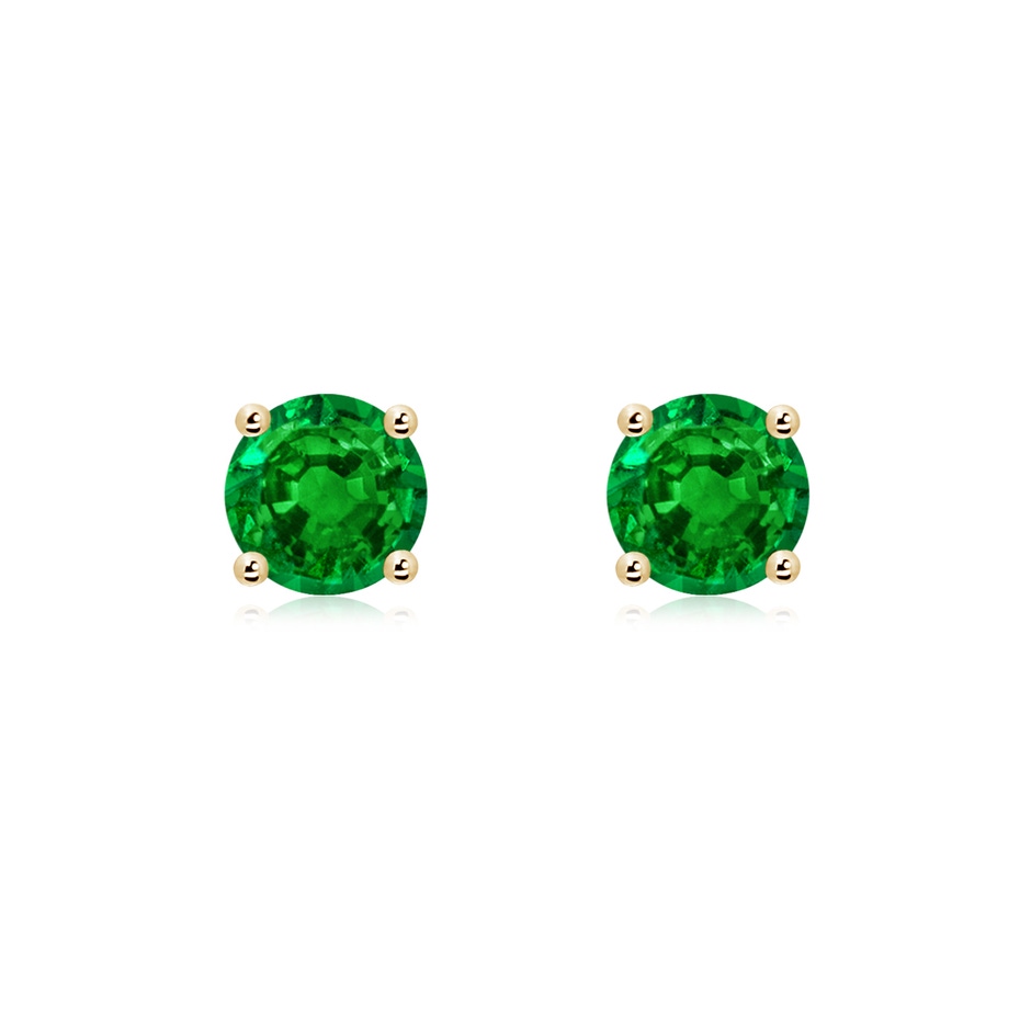 6mm AAAA Round Emerald Stud Earrings in Yellow Gold 