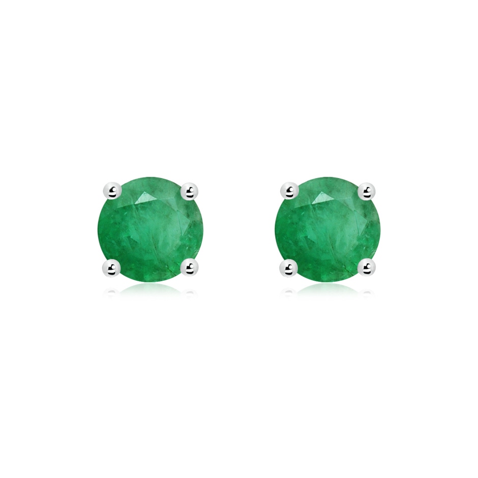 7mm A Round Emerald Stud Earrings in P950 Platinum 