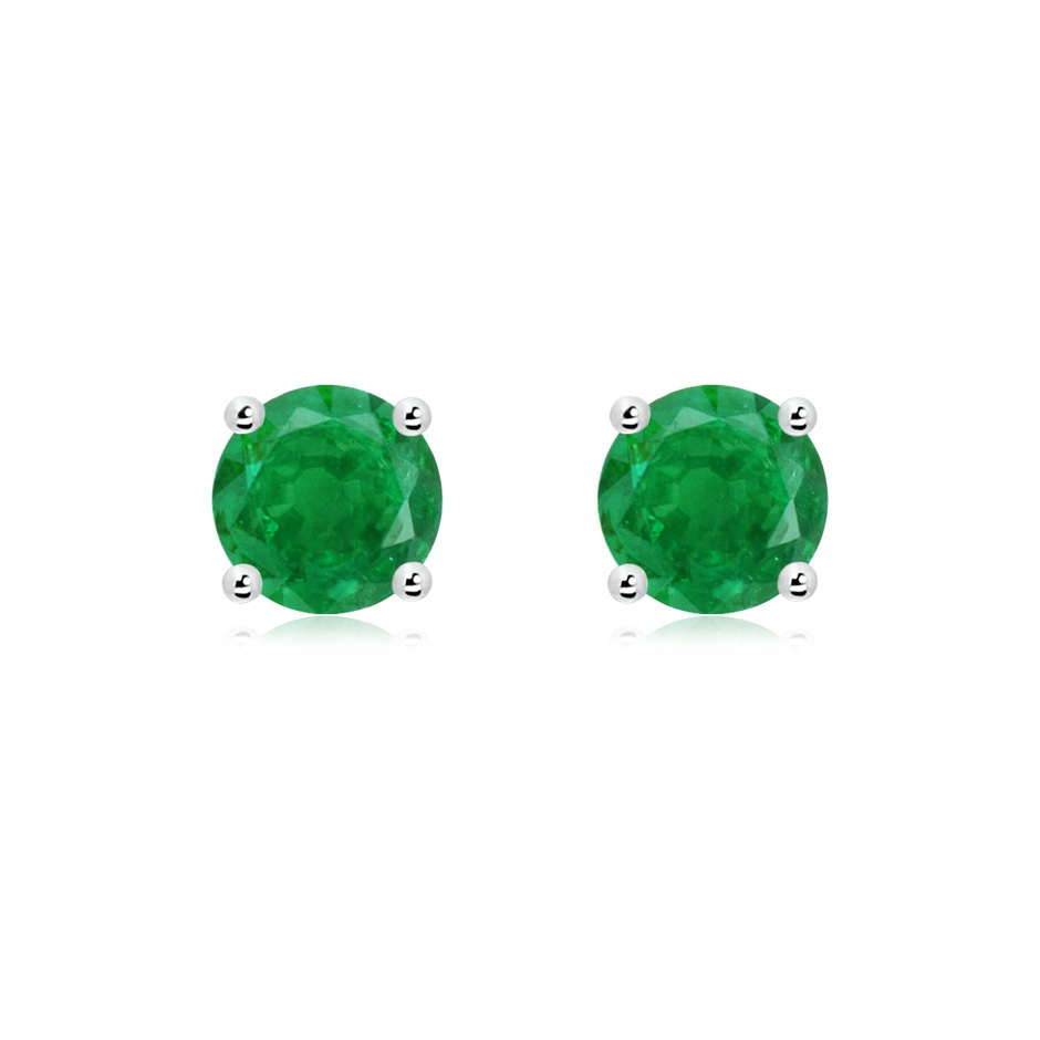 7mm AA Round Emerald Stud Earrings in P950 Platinum 