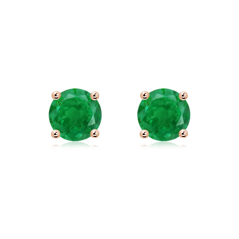 7mm AA Round Emerald Stud Earrings in Rose Gold 