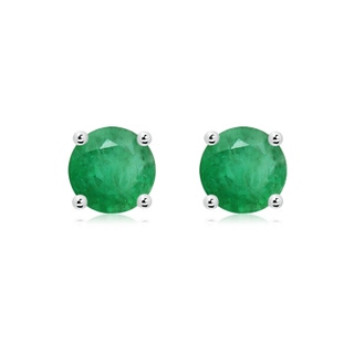 8mm A Round Emerald Stud Earrings in P950 Platinum