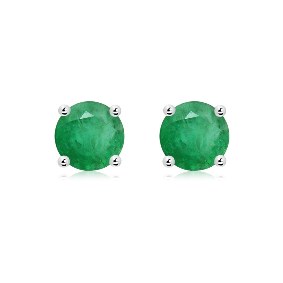 8mm A Round Emerald Stud Earrings in P950 Platinum 