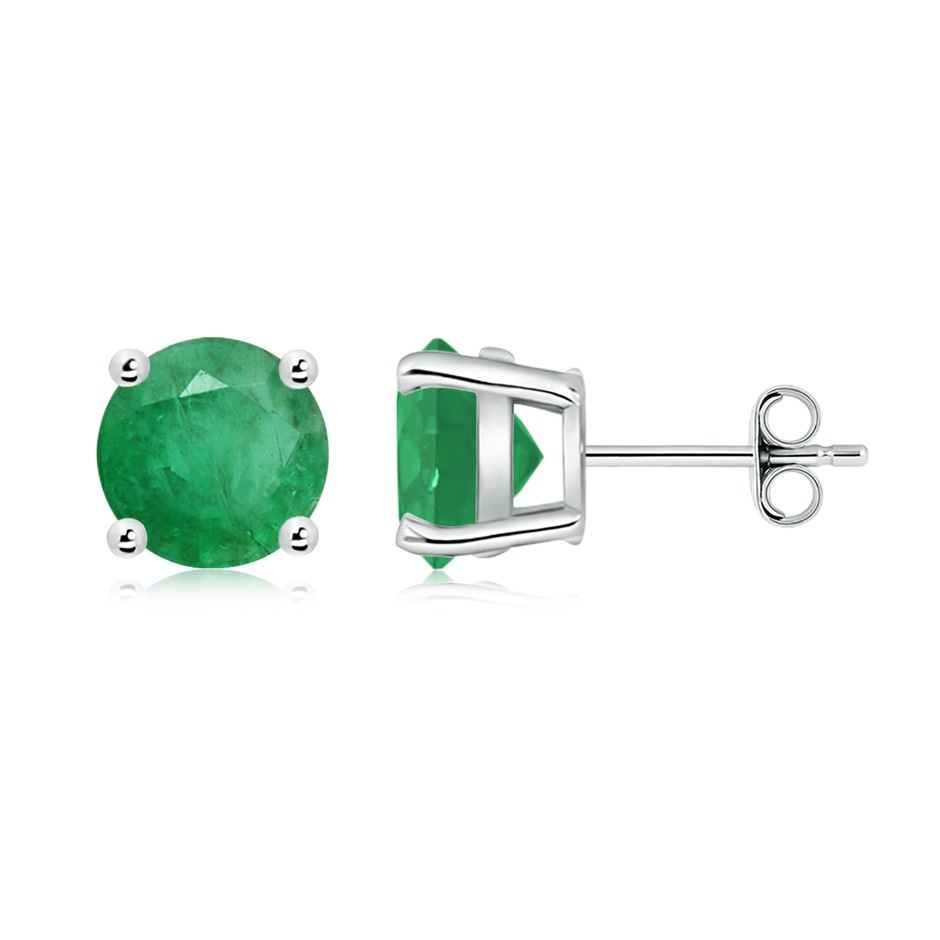 8mm A Round Emerald Stud Earrings in P950 Platinum side 199
