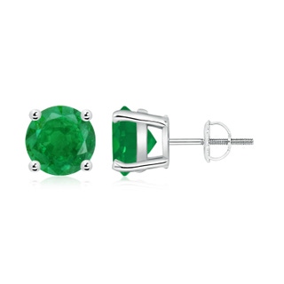 8mm AA Round Emerald Stud Earrings in P950 Platinum