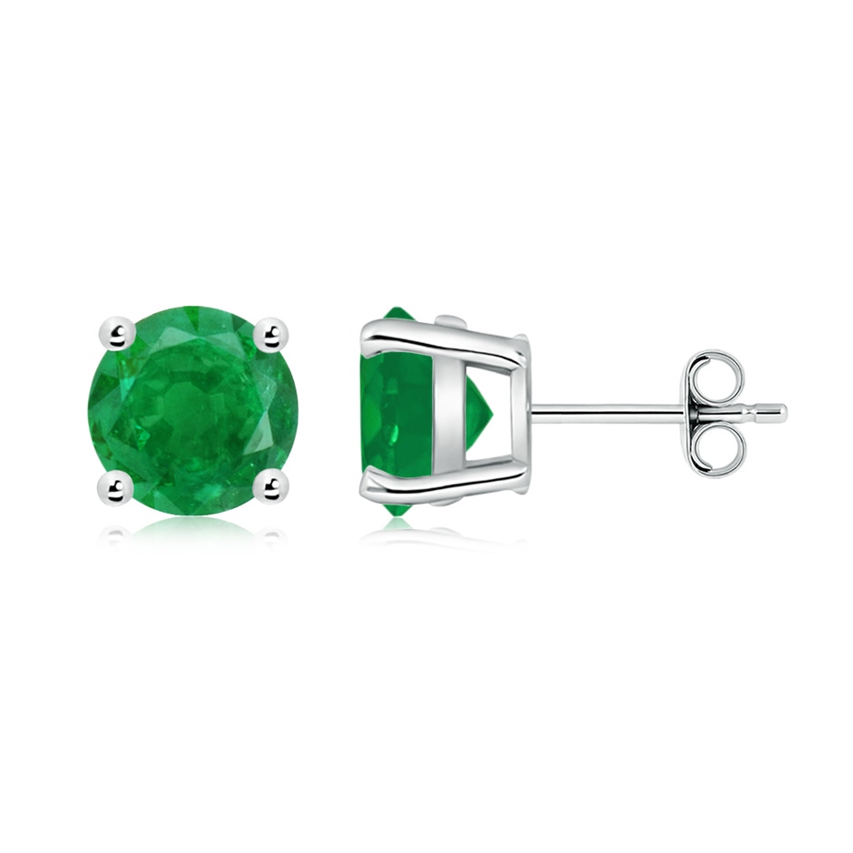 8mm AA Round Emerald Stud Earrings in P950 Platinum side 199