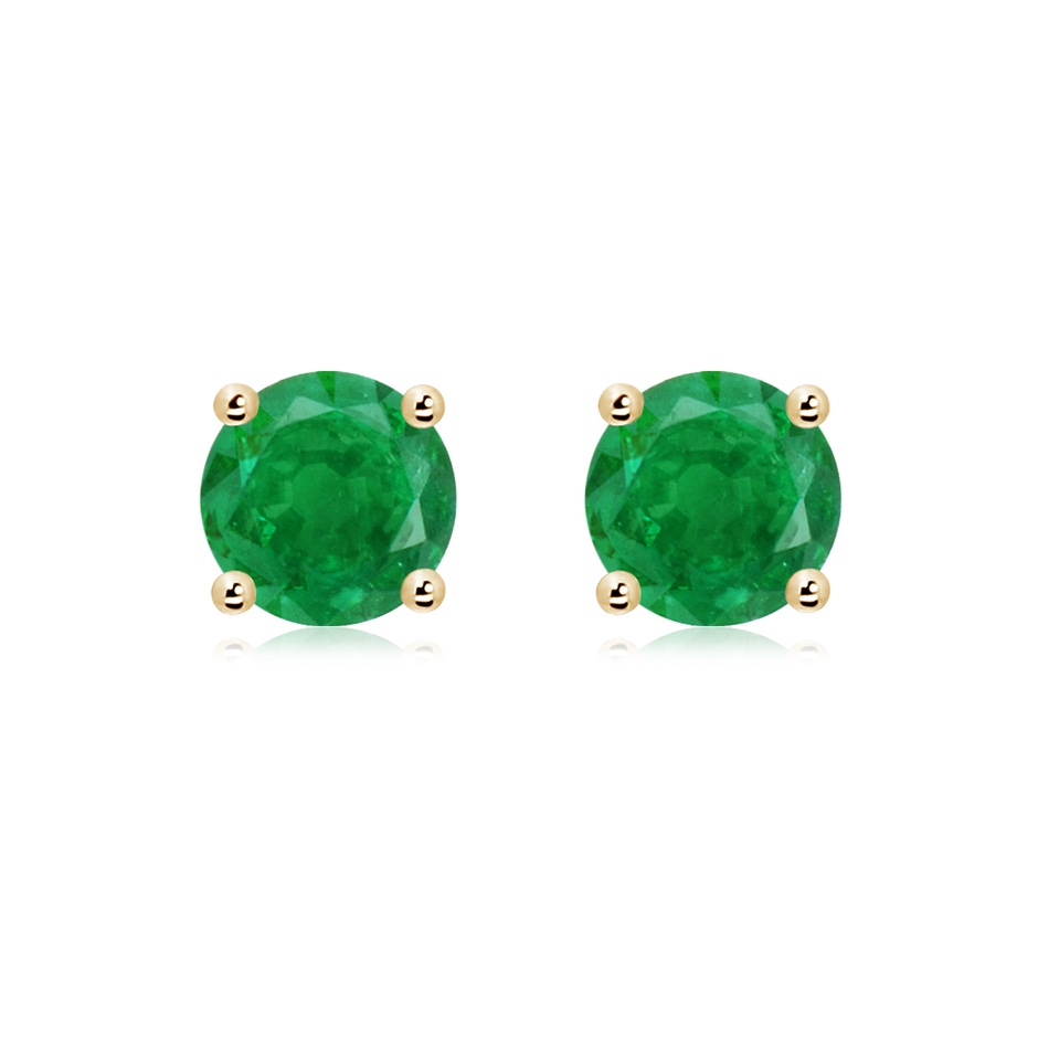 8mm AA Round Emerald Stud Earrings in Yellow Gold 