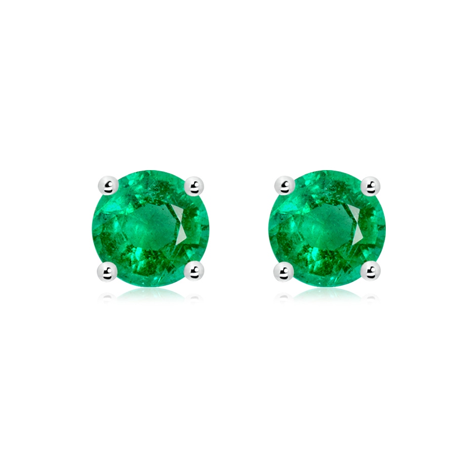8mm AAA Round Emerald Stud Earrings in P950 Platinum 
