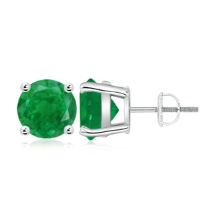 9mm AA Round Emerald Stud Earrings in P950 Platinum