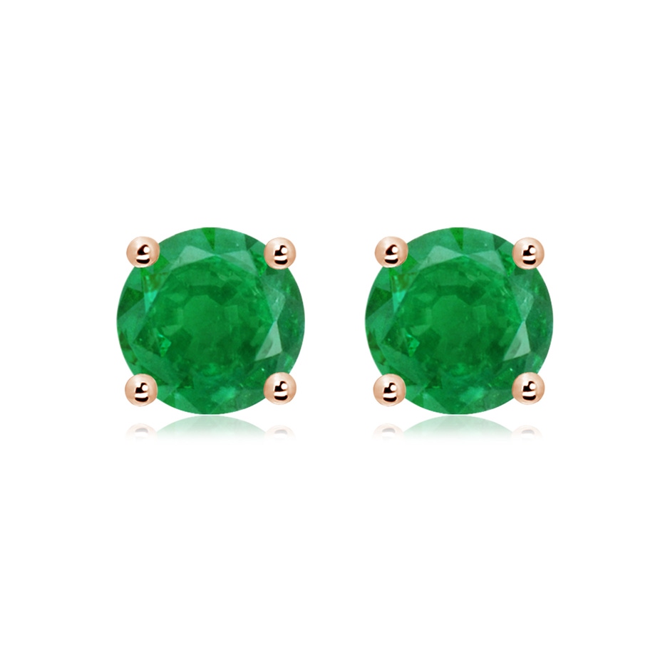 9mm AA Round Emerald Stud Earrings in Rose Gold 