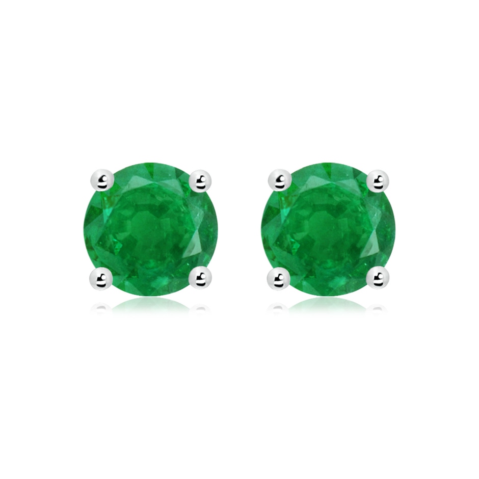 9mm AA Round Emerald Stud Earrings in White Gold 